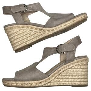 Life Stride Velocity Shoes Womens Size 9.5M Taupe Wedge Sandals Memory Foam Flex